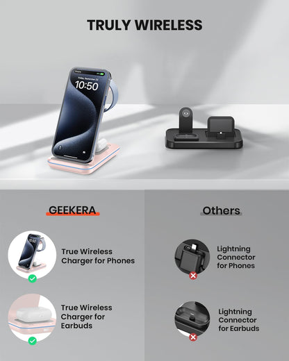 3 in 1 Wireless Charging Station for Apple, Fast Wireless Charger Stand Dock for iPhone 17 16 15 14 13 12 11 Pro Max Plus XR XS X, Apple Watch Ultra/11/10/9/SE/8/7/6/5/4/3/2, AirPods Pro/4/3/2