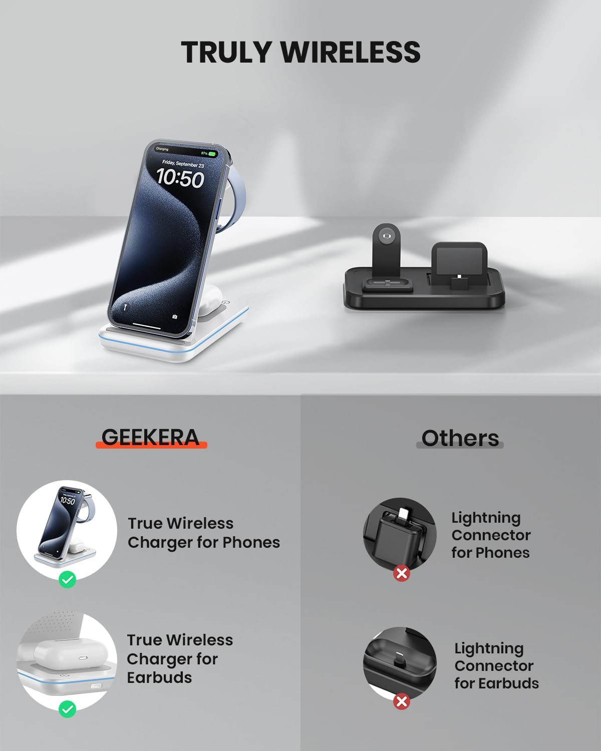 3 in 1 Wireless Charging Station for Apple, Fast Wireless Charger Stand Dock for iPhone 17 16 15 14 13 12 11 Pro Max Plus XR XS X, Apple Watch Ultra/11/10/9/SE/8/7/6/5/4/3/2, AirPods Pro/4/3/2
