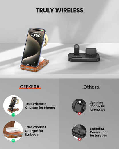 3 in 1 Wireless Charging Station for Apple, Fast Wireless Charger Stand Dock for iPhone 17 16 15 14 13 12 11 Pro Max Plus XR XS X, Apple Watch Ultra/11/10/9/SE/8/7/6/5/4/3/2, AirPods Pro/4/3/2