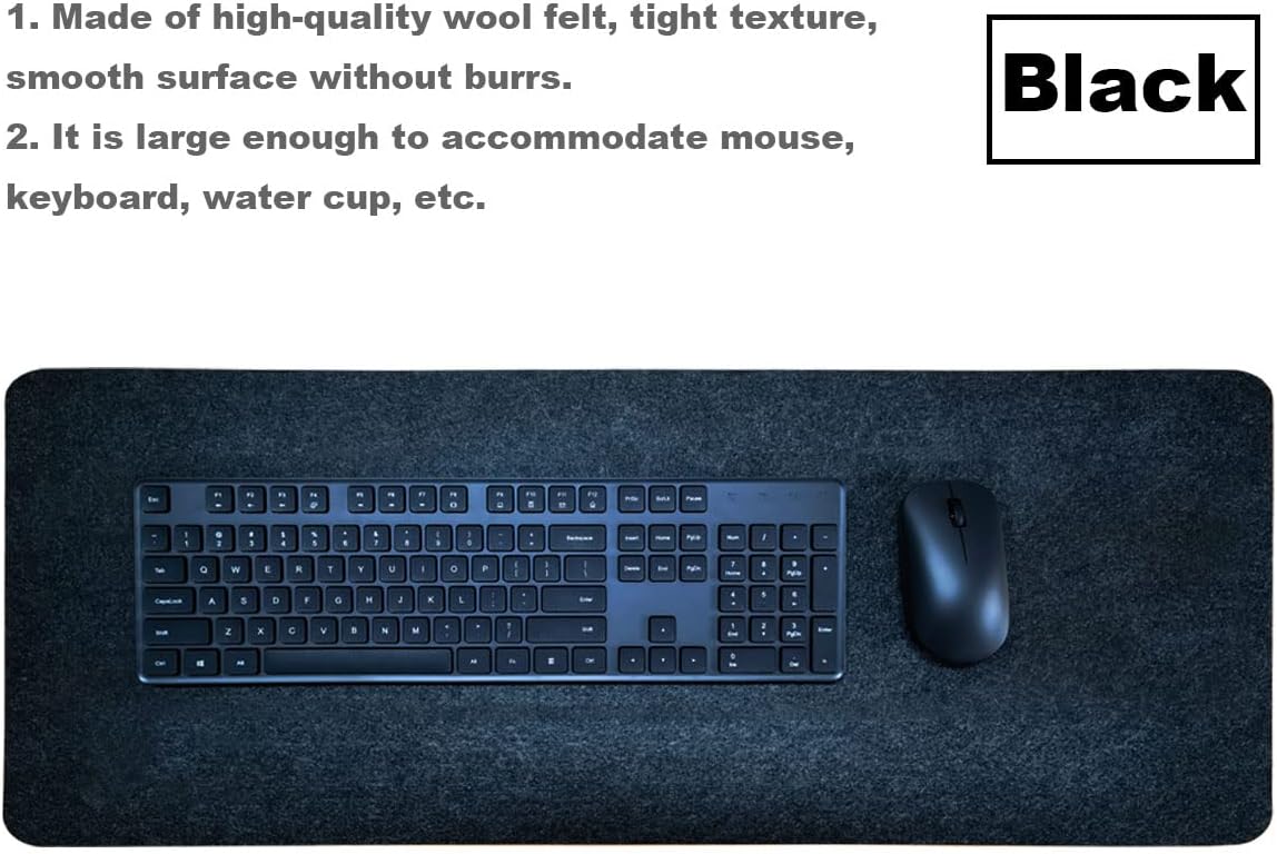 Gaming Mouse Pad, Felt Desk Mat for Laptop Keyboard, 3.0mm Felt Office Table Protector, Non Slip No Crease