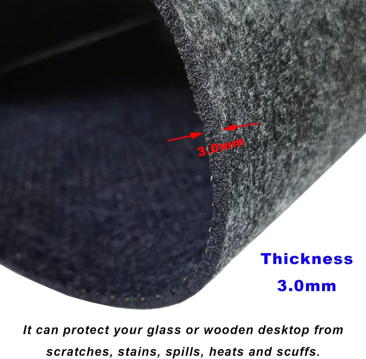 Gaming Mouse Pad, Felt Desk Mat for Laptop Keyboard, 3.0mm Felt Office Table Protector, Non Slip No Crease