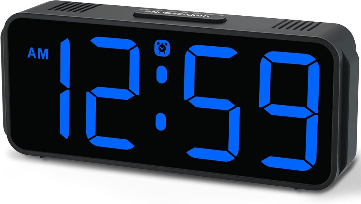 Small Digital Alarm Clock for Bedroom, Large Number, Battery Backup