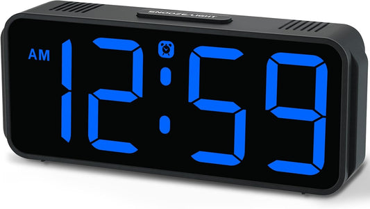 Small Digital Alarm Clock for Bedroom, Large Number, Battery Backup