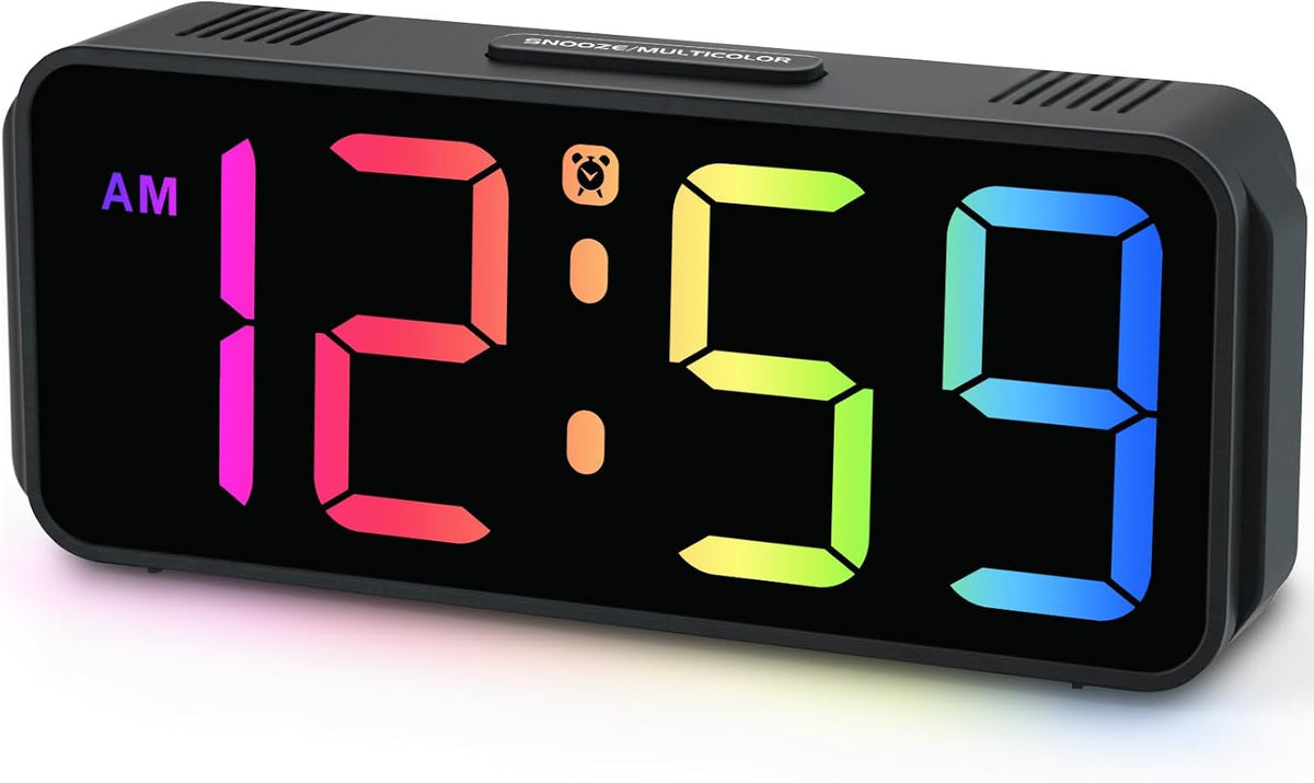 Small Digital Alarm Clock for Bedroom, Large Number, Battery Backup