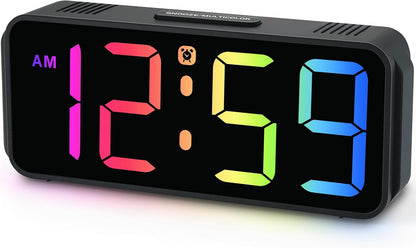 Small Digital Alarm Clock for Bedroom, Large Number, Battery Backup
