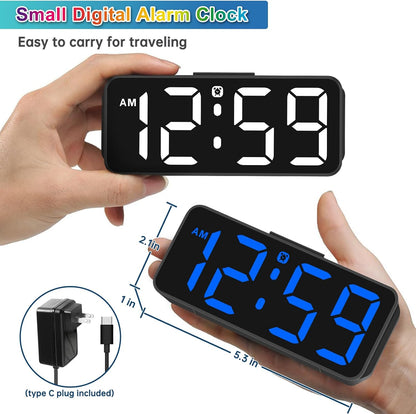 Small Digital Alarm Clock for Bedroom, Large Number, Battery Backup