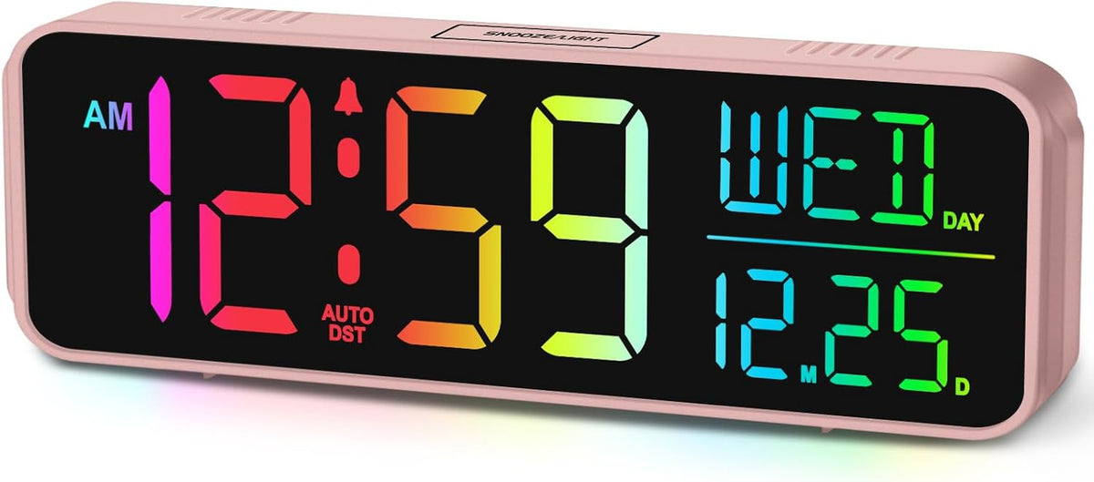 Small Digital Alarm Clock for Bedroom, Large Number, Battery Backup