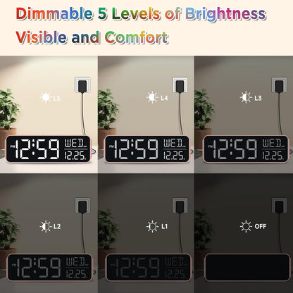 Small Digital Alarm Clock for Bedroom, Large Number, Battery Backup
