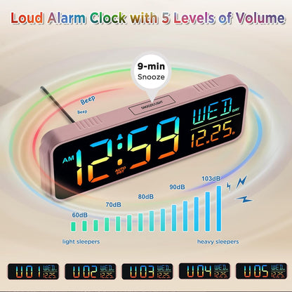 Small Digital Alarm Clock for Bedroom, Large Number, Battery Backup