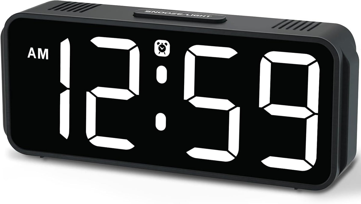 Small Digital Alarm Clock for Bedroom, Large Number, Battery Backup