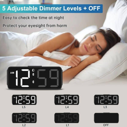 Small Digital Alarm Clock for Bedroom, Large Number, Battery Backup