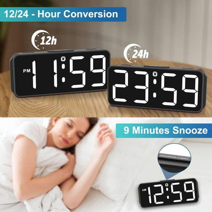 Small Digital Alarm Clock for Bedroom, Large Number, Battery Backup