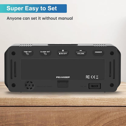 Small Digital Alarm Clock for Bedroom, Large Number, Battery Backup