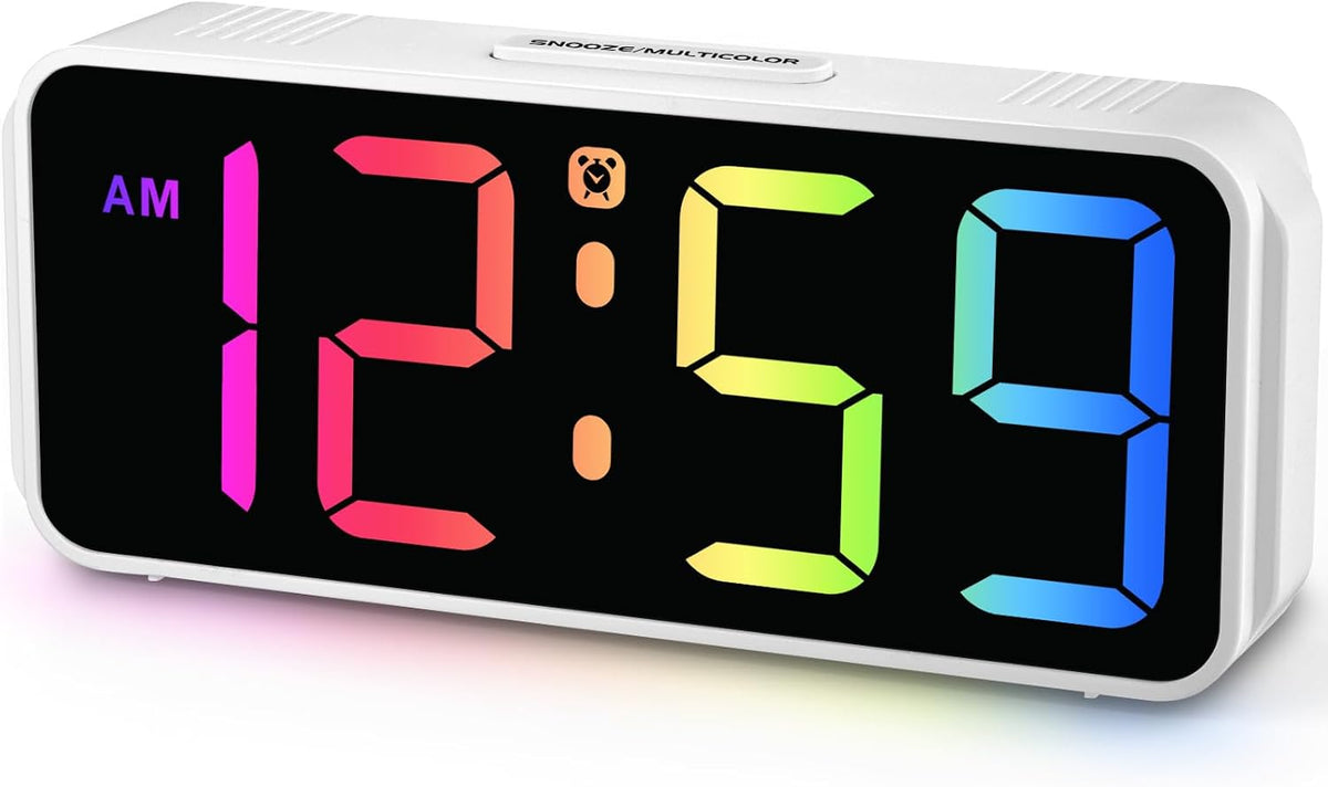 Small Digital Alarm Clock for Bedroom, Large Number, Battery Backup