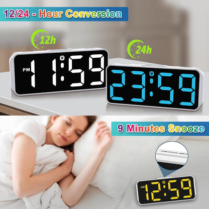 Small Digital Alarm Clock for Bedroom, Large Number, Battery Backup