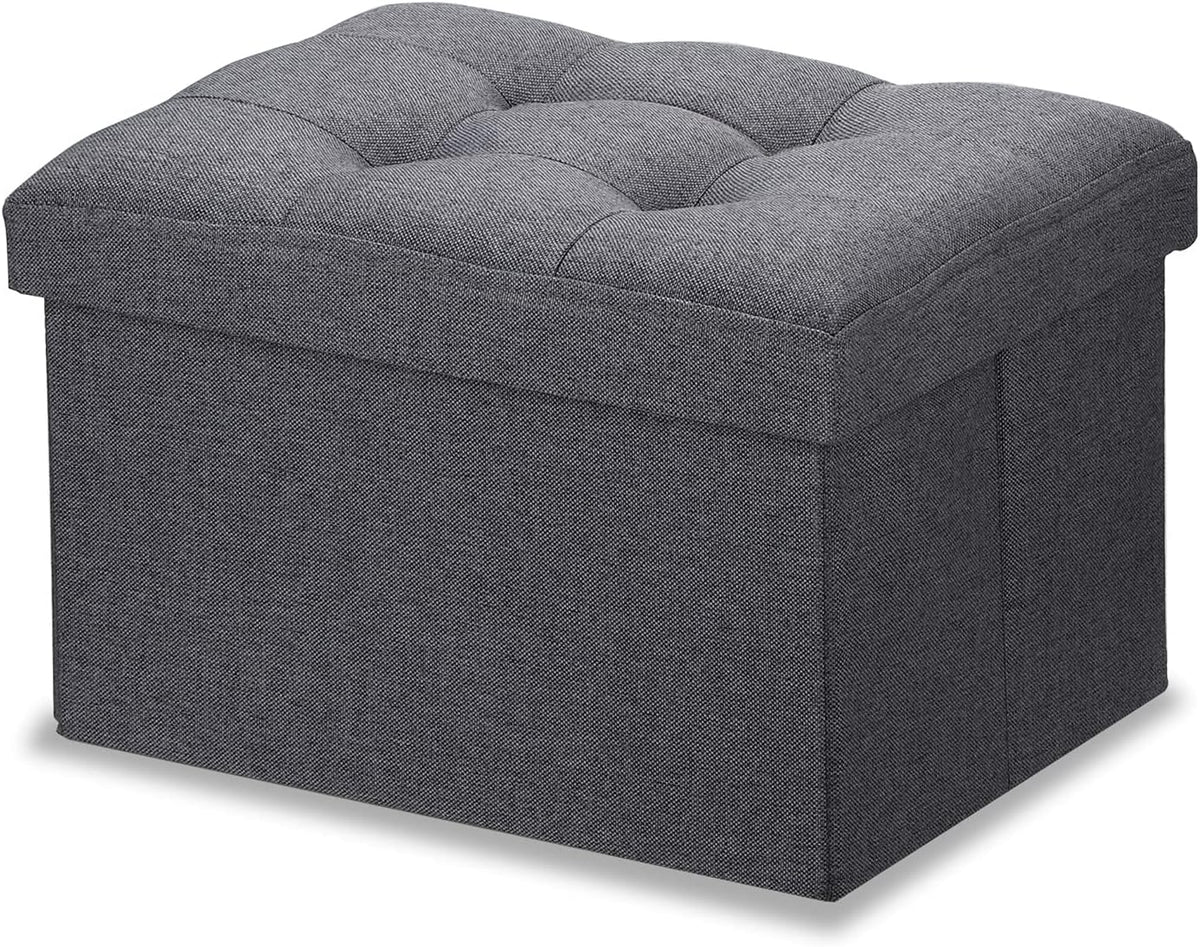 Ottoman with Storage Small Foot Rest Stool Under Desk Stool Short Folding Footrest for Living Room Bedroom Home Office Dorm Dark Gray 16X12X12IN