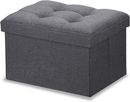 Ottoman with Storage Small Foot Rest Stool Under Desk Stool Short Folding Footrest for Living Room Bedroom Home Office Dorm Dark Gray 16X12X12IN