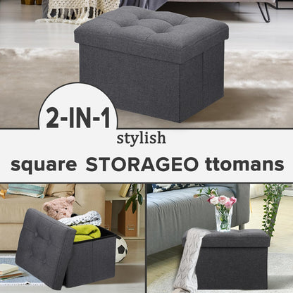 Ottoman with Storage Small Foot Rest Stool Under Desk Stool Short Folding Footrest for Living Room Bedroom Home Office Dorm Dark Gray 16X12X12IN