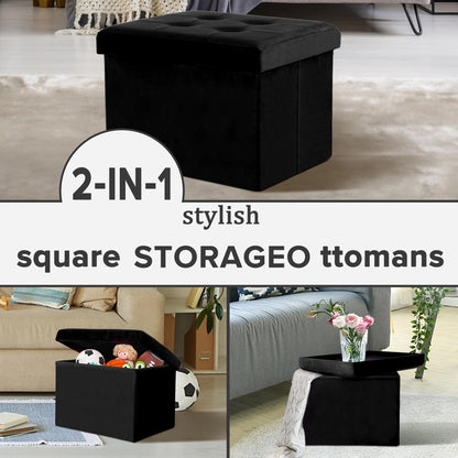 Ottoman with Storage Small Foot Rest Stool Under Desk Stool Short Folding Footrest for Living Room Bedroom Home Office Dorm Dark Gray 16X12X12IN