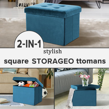 Ottoman with Storage Small Foot Rest Stool Under Desk Stool Short Folding Footrest for Living Room Bedroom Home Office Dorm Dark Gray 16X12X12IN