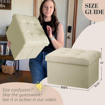 Ottoman with Storage Small Foot Rest Stool Under Desk Stool Short Folding Footrest for Living Room Bedroom Home Office Dorm Dark Gray 16X12X12IN