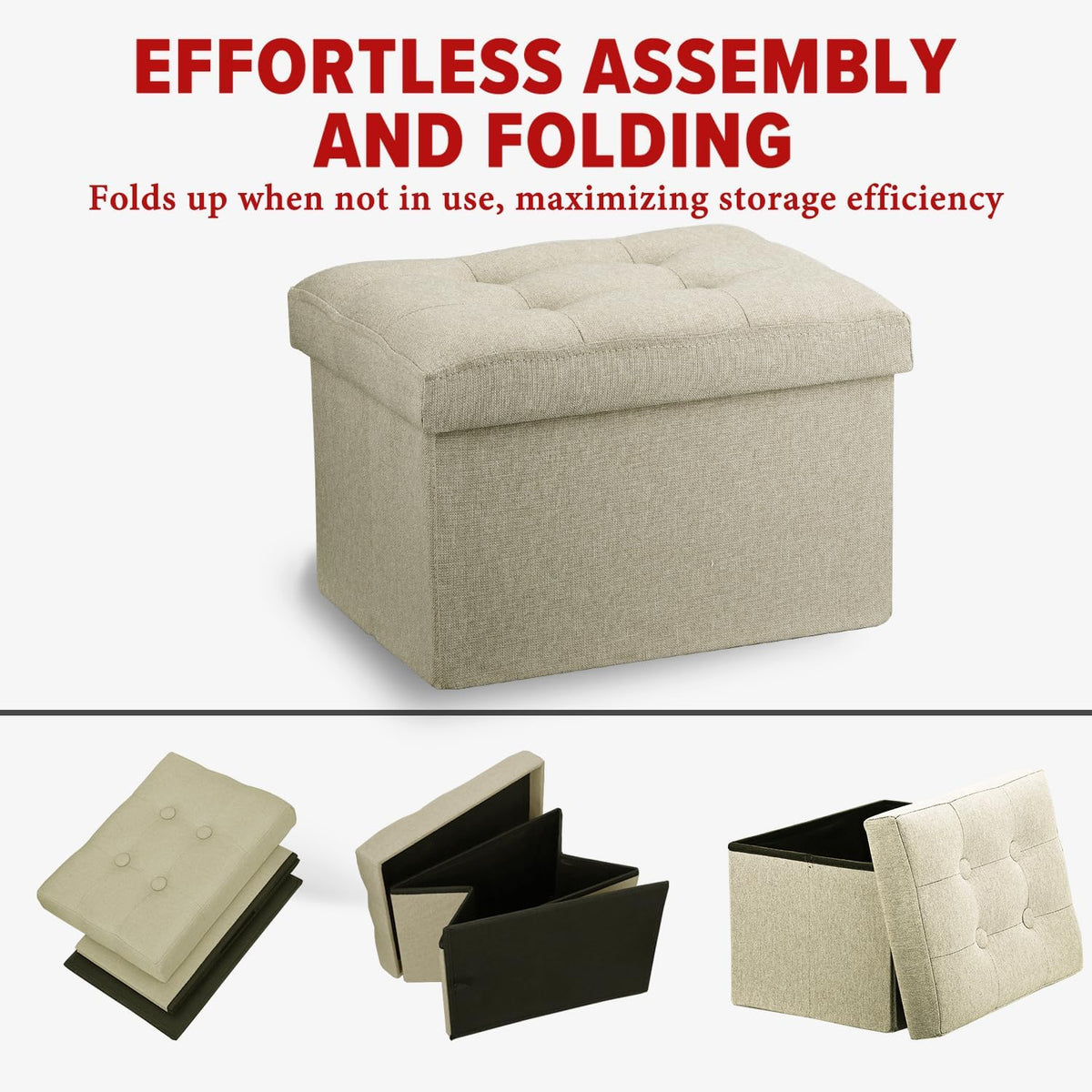 Ottoman with Storage Small Foot Rest Stool Under Desk Stool Short Folding Footrest for Living Room Bedroom Home Office Dorm Dark Gray 16X12X12IN