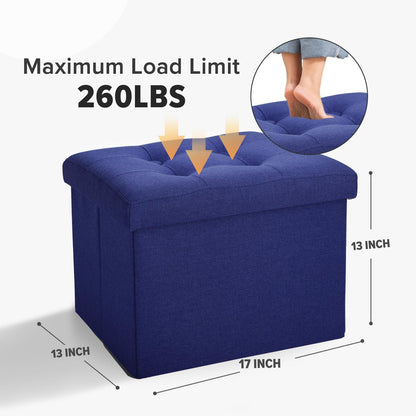 Ottoman with Storage Small Foot Rest Stool Under Desk Stool Short Folding Footrest for Living Room Bedroom Home Office Dorm Dark Gray 16X12X12IN