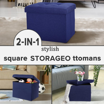 Ottoman with Storage Small Foot Rest Stool Under Desk Stool Short Folding Footrest for Living Room Bedroom Home Office Dorm Dark Gray 16X12X12IN