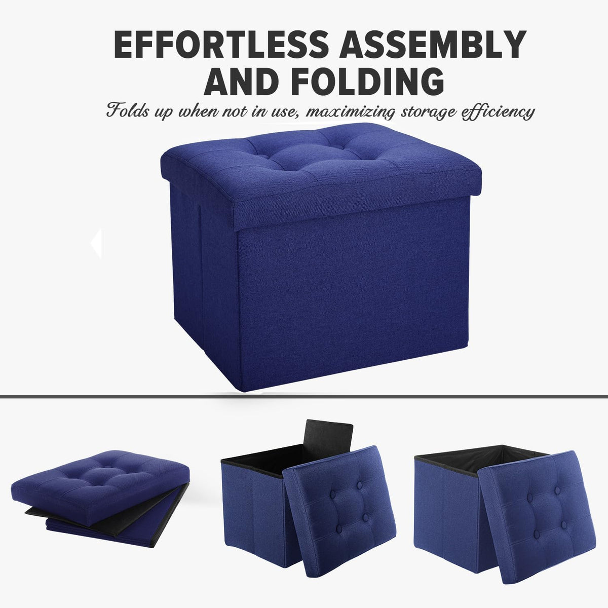 Ottoman with Storage Small Foot Rest Stool Under Desk Stool Short Folding Footrest for Living Room Bedroom Home Office Dorm Dark Gray 16X12X12IN