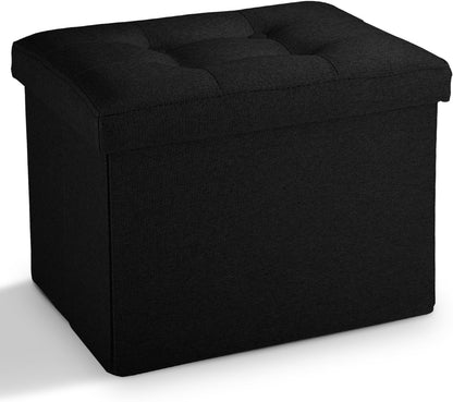 Ottoman with Storage Small Foot Rest Stool Under Desk Stool Short Folding Footrest for Living Room Bedroom Home Office Dorm Dark Gray 16X12X12IN