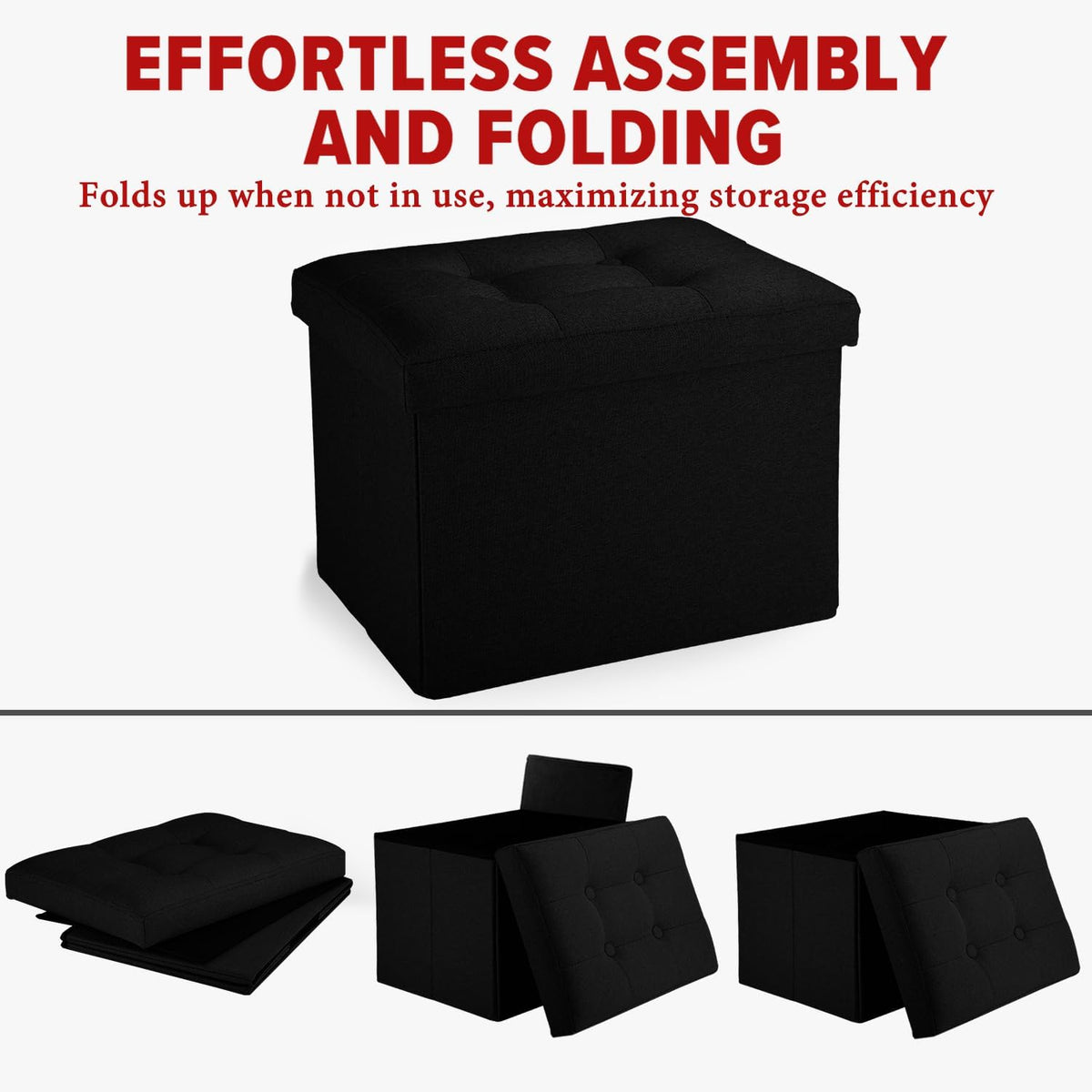 Ottoman with Storage Small Foot Rest Stool Under Desk Stool Short Folding Footrest for Living Room Bedroom Home Office Dorm Dark Gray 16X12X12IN