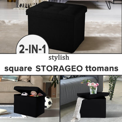 Ottoman with Storage Small Foot Rest Stool Under Desk Stool Short Folding Footrest for Living Room Bedroom Home Office Dorm Dark Gray 16X12X12IN