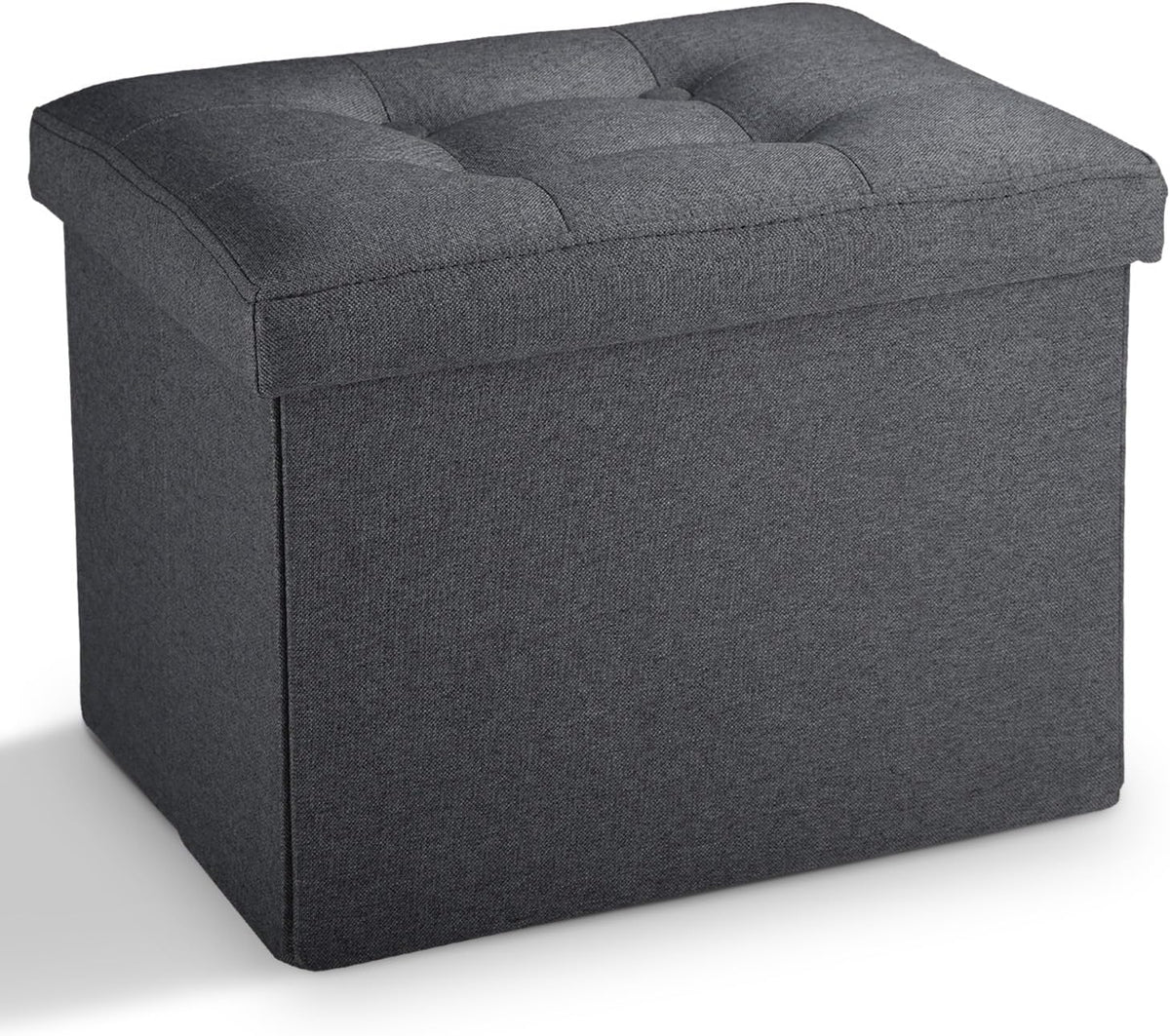 Ottoman with Storage Small Foot Rest Stool Under Desk Stool Short Folding Footrest for Living Room Bedroom Home Office Dorm Dark Gray 16X12X12IN