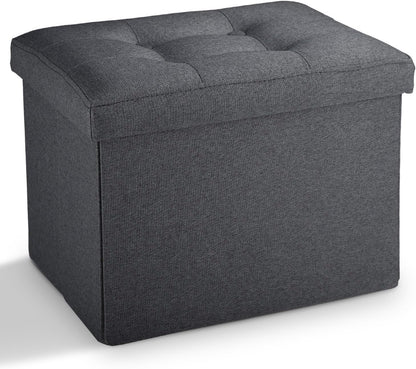 Ottoman with Storage Small Foot Rest Stool Under Desk Stool Short Folding Footrest for Living Room Bedroom Home Office Dorm Dark Gray 16X12X12IN
