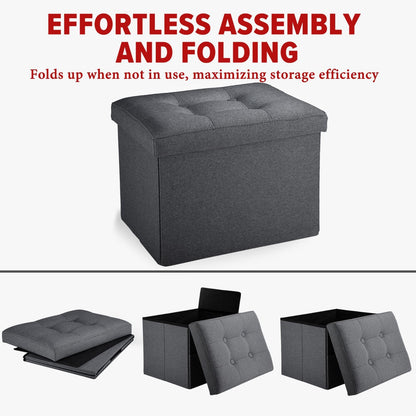 Ottoman with Storage Small Foot Rest Stool Under Desk Stool Short Folding Footrest for Living Room Bedroom Home Office Dorm Dark Gray 16X12X12IN