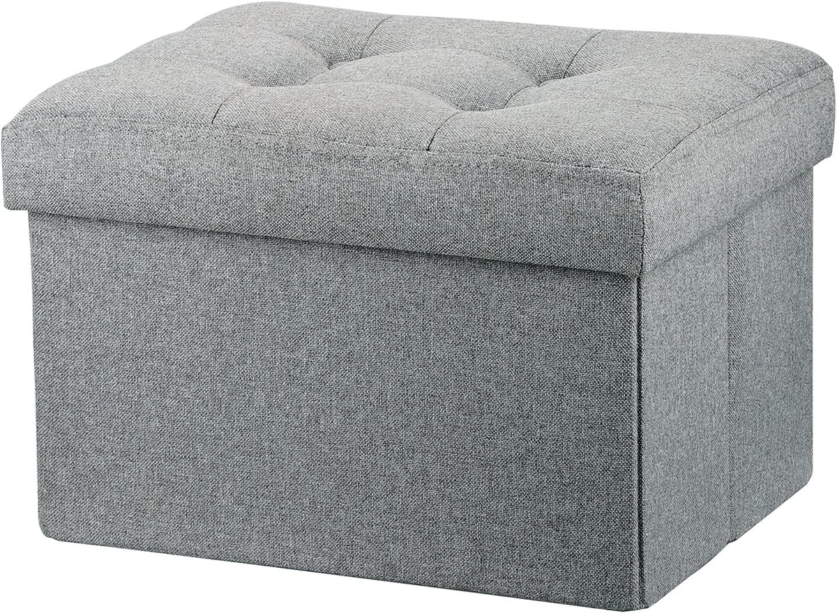 Ottoman with Storage Small Foot Rest Stool Under Desk Stool Short Folding Footrest for Living Room Bedroom Home Office Dorm Dark Gray 16X12X12IN