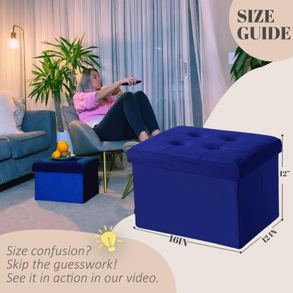 Ottoman with Storage Small Foot Rest Stool Under Desk Stool Short Folding Footrest for Living Room Bedroom Home Office Dorm Dark Gray 16X12X12IN