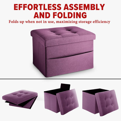 Ottoman with Storage Small Foot Rest Stool Under Desk Stool Short Folding Footrest for Living Room Bedroom Home Office Dorm Dark Gray 16X12X12IN