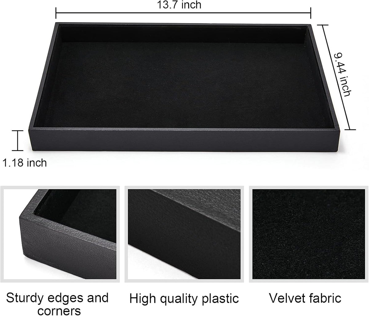 Black Velvet Stackable Jewelry Tray Showcase Display Earring Necklace Bracelet Rings Organizer……