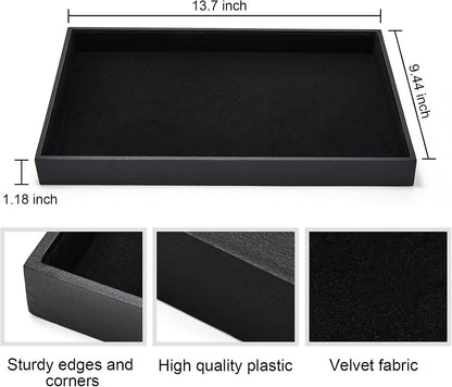 Black Velvet Stackable Jewelry Tray Showcase Display Earring Necklace Bracelet Rings Organizer……