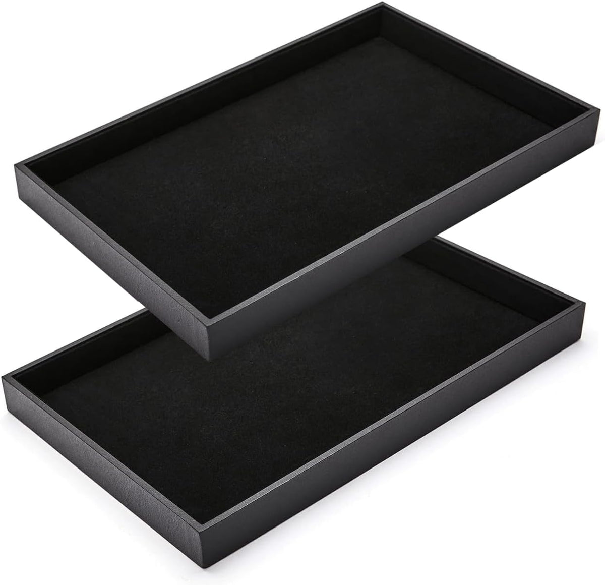 Black Velvet Stackable Jewelry Tray Showcase Display Earring Necklace Bracelet Rings Organizer……