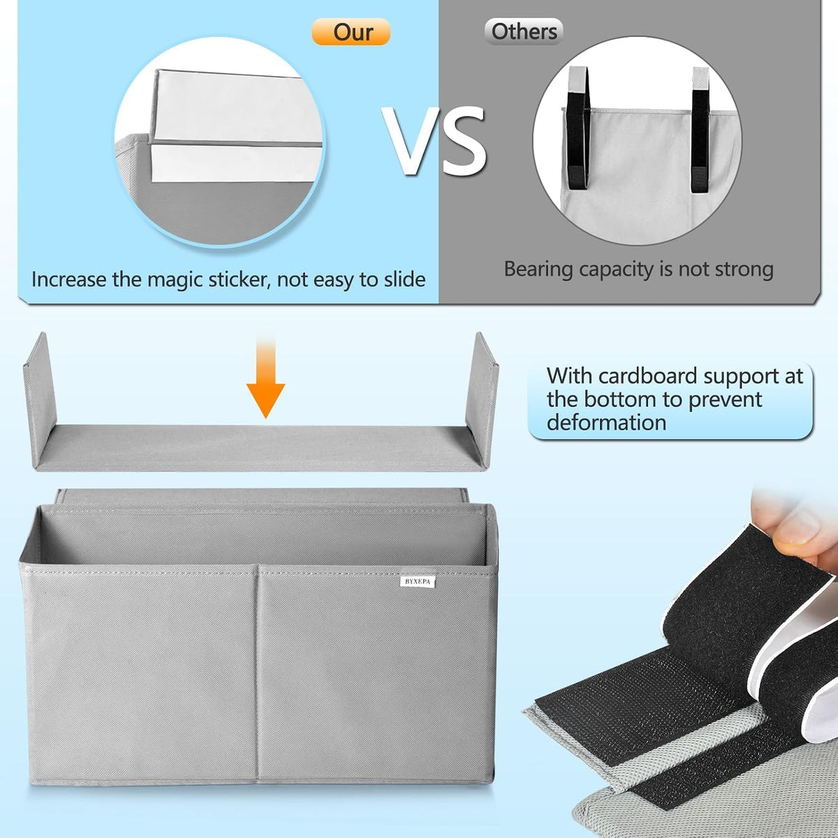 Desk Side Storage Organizer, Minimalist Side Storage Bag for Office Supplies, Gaming Headset, Office Side Storage Bag for Makeup Desk, Computer Workstation, Grey
