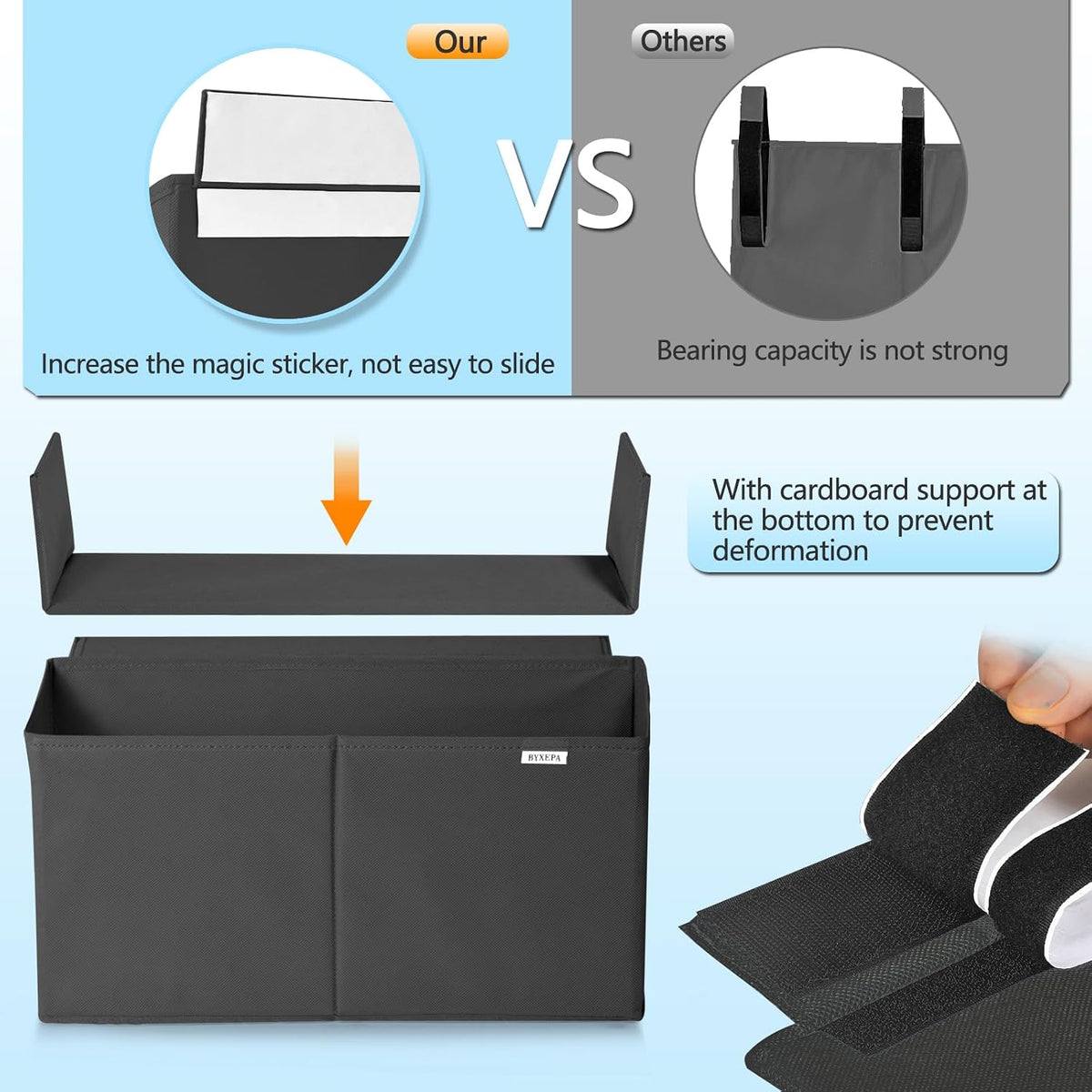 Desk Side Storage Organizer, Minimalist Side Storage Bag for Office Supplies, Gaming Headset, Office Side Storage Bag for Makeup Desk, Computer Workstation, Grey