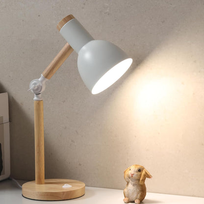 Adjustable Wooden Arm Desk Lamp, Metal Shade Table Lamp