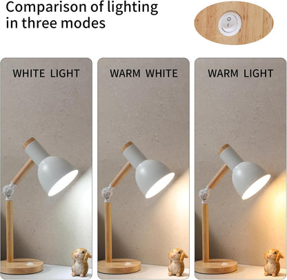 Adjustable Wooden Arm Desk Lamp, Metal Shade Table Lamp