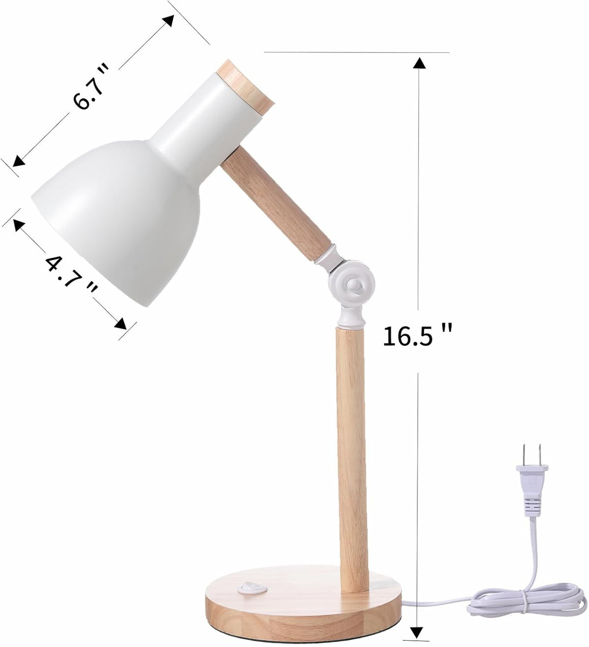 Adjustable Wooden Arm Desk Lamp, Metal Shade Table Lamp