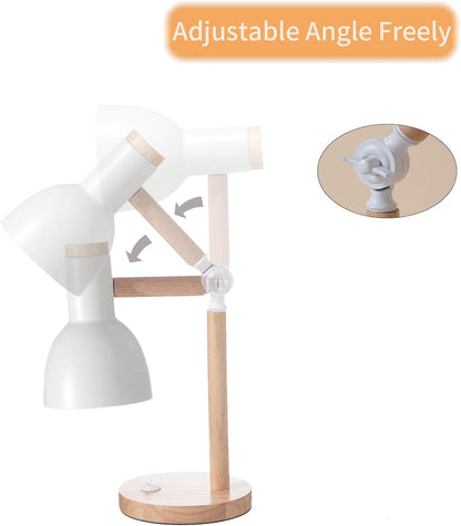 Adjustable Wooden Arm Desk Lamp, Metal Shade Table Lamp