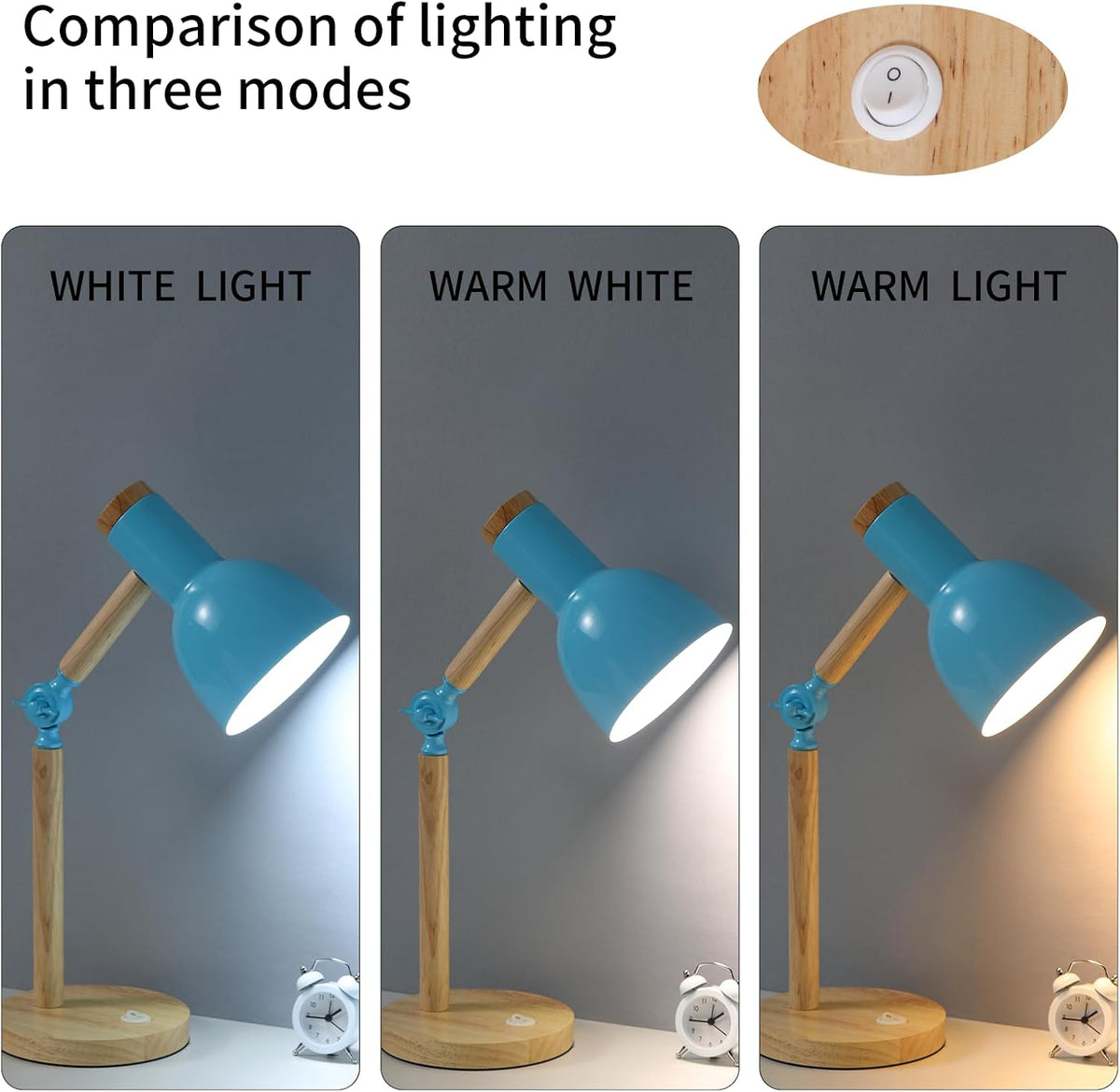 Adjustable Wooden Arm Desk Lamp, Metal Shade Table Lamp