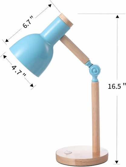 Adjustable Wooden Arm Desk Lamp, Metal Shade Table Lamp