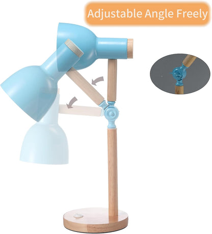 Adjustable Wooden Arm Desk Lamp, Metal Shade Table Lamp